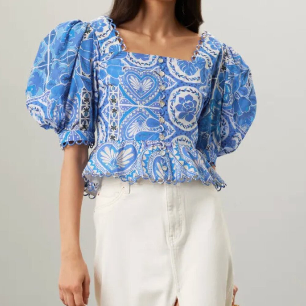 NWOT Farm Rio | Tile Dream Blouse